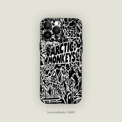 Arctic Monkeys zwarte matte siliconen (TPU) hoes voor iPhone 11–17 (incl. Pro/Pro Max/Air)