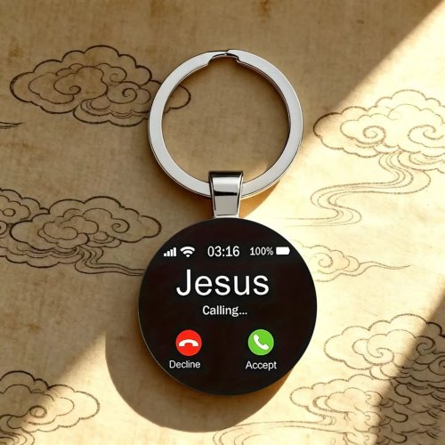 Llavero de aleación y cristal con diseño de llamada de celular