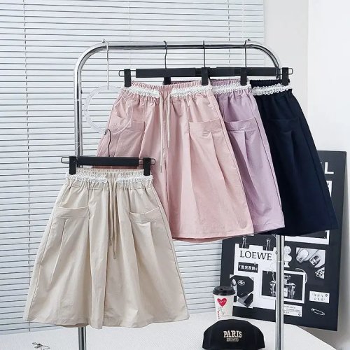 Mädchen-Sommer-Shorts mit Spitzenbesatz, ca. 5" (13 cm) Schrittlänge – locker, atmungsaktiv und weich