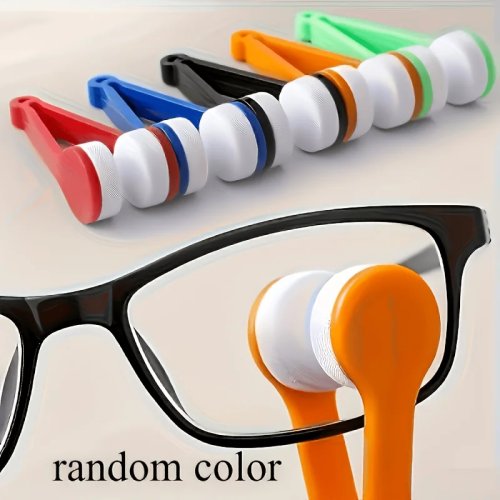 Set pulizia occhiali 9 pezzi (3 spazzole + 6 panni in microfibra), clip pulente antigraffio, colori assortiti, compatto e portatile