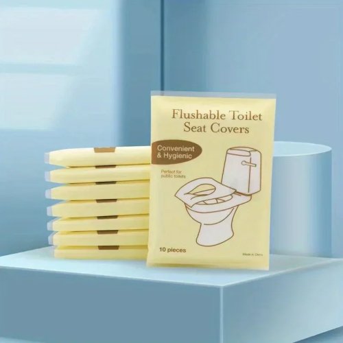 Miếng lót bệ ngồi toilet dùng một lần, có thể xả, phân huỷ sinh học, vệ sinh và tiện lợi cho du lịch, cắm trại, khách sạn