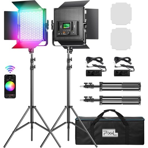 لوحة إضاءة LED K80 للتصوير مع تحكم عبر التطبيق، 2600–10000K، CRI 97+، RGB، 9 أوضاع إضاءة