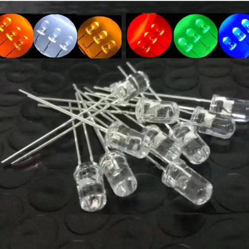 10개 5mm LED F5 투명 라운드 - 빨강 파랑 초록 주황 노랑 흰색 전자 부품 용