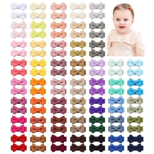 100 Pcs Pita Rambut Bayi 3 cm Jepit Pita Warna Candy untuk Bayi Perempuan & Balita