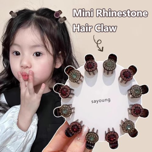ที่หนีบผมรูปปูขนาดเล็กทรงกลม ประดับคริสตัล (Rhinestone) — คลิปซิรโคนสไตล์วินเทจสำหรับผู้หญิงและเด็กผู้หญิง