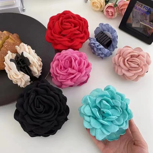 Bộ 1/2/6 Kẹp Tóc Hoa Hồng 3D cho Nữ – Kẹp càng cua/ghim cắp sang trọng cho phía sau đầu, phụ kiện tóc thời trang