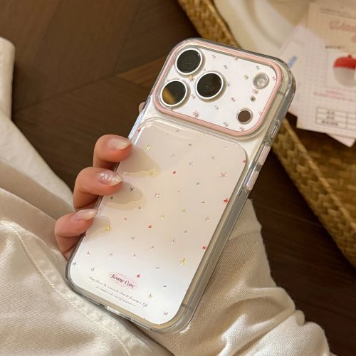 Cute gold-star camera lens protector cover (white) for iPhone 14/15/16/17 Pro Max