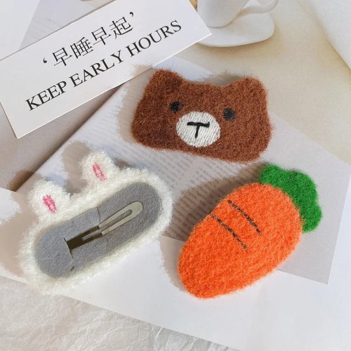 Presilha de cabelo antiderrapante com motivos (coelho/urso/porco) para bebés e crianças pequenas — para cabelo fino