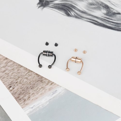 Magnetischer Fake‑Nasenring aus Edelstahl — Hufeisen‑Septum Clip‑On, ohne Piercing, Unisex Punk‑Schmuck