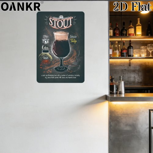 Lámina de metal vintage – Póster cóctel y vaso de cerveza stout, placa decorativa de pared para bar o casa