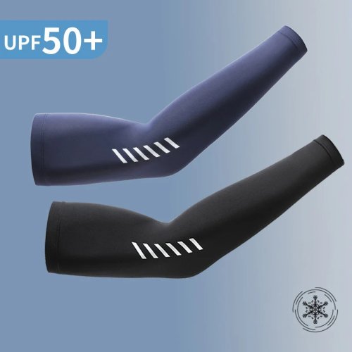 Manicotti uomo UPF 50+ in Ice Silk, anti-UV e rinfrescanti — protezione solare per ciclismo e guida