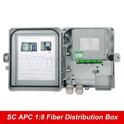 FTTH 광 분배 박스 1x8 실외용 (IP65) – 광 스플리터 8코어, 맞춤 제작 가능