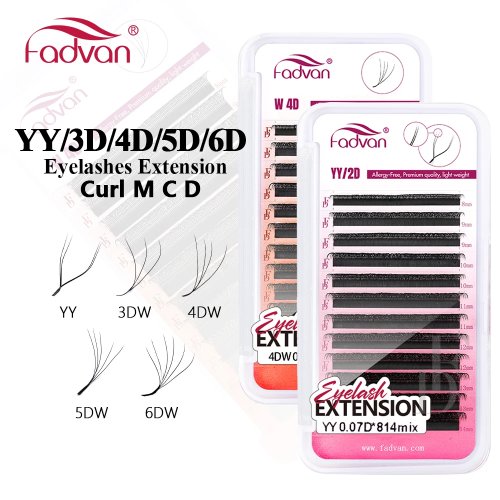 Rzęsy FADVAN YY/3D/4D/5D/6D Kształt W - Premade Volume, Skręt M/C/D, Sztuczne Rzęsy Mink, Brazylijski Objętość Naturalne Miękkie