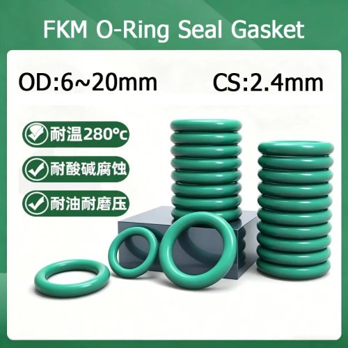 حلقات O (O‑ring) من مطاط FKM (فيتون) مقطع 2.4 مم، قطر خارجي 6–20 مم — مطاط فلورو مقاوم للزيت والاحتكاك، للاستخدام في السيارات