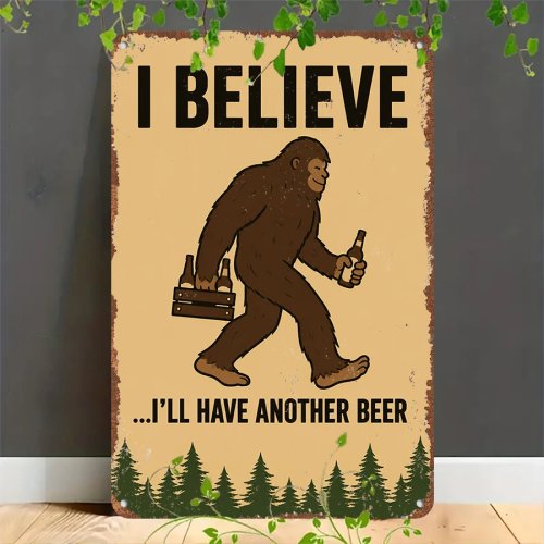 لوحة من الصفيح المعدنية المسطحة ثنائية الأبعاد ريترو فينتدج، لعشاق البيرة Bigfoot، مناسبة لديكور المنزل والمرآب والمقهى والحانة والحديقة