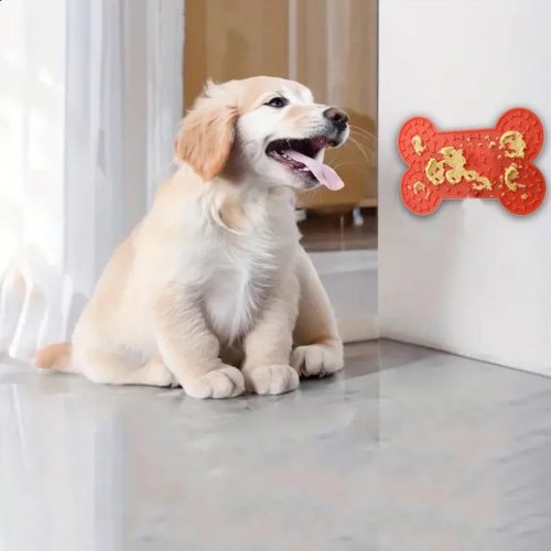 Tappetino Lick in silicone alimentare per cani – forma osso, forte ventosa, slow feeder, lavabile, gioco distrattivo per cuccioli (bagno, toelettatura, addestramento)