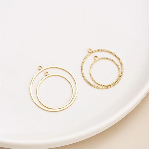 1 ชิ้น จี้กรอบทรงเรขาคณิต ชุบทอง 14K สำหรับทำต่างหู DIY – กลม/หยดน้ำ/สามเหลี่ยม/หัวใจ