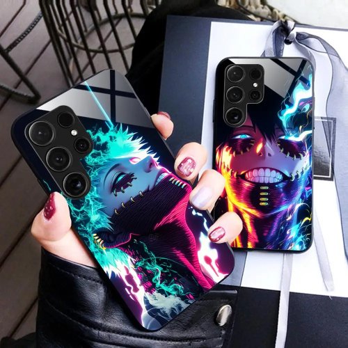 حافظة MHA Dabi لهاتف Samsung Galaxy A56/A55/A54/A53/A52/A51/A36/A35/A34/A23/A16/A15 5G، غطاء حماية زجاجي