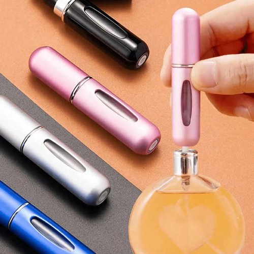 5 Flaconi di Profumo Ricaricabili - Mini Spray Portatili Vuoti per Viaggio, Accessori da Viaggio, Ritorno a Scuola, Campeggio, Accessori per Vacanze da Donna