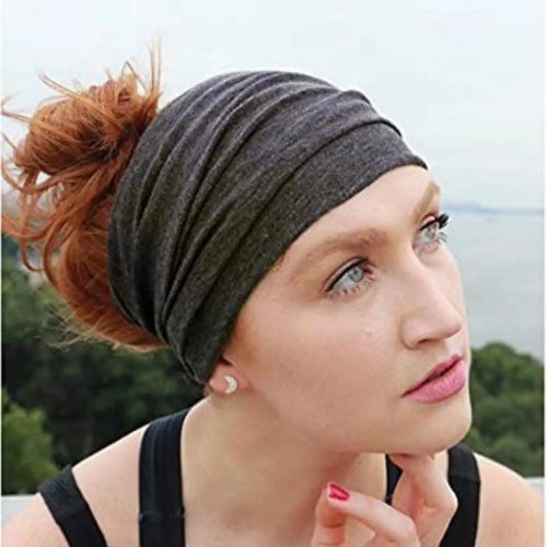 2026 Headbands anchos con fruncidos para mujer - Turbante de punto elástico suave, antideslizante, para yoga, ejercicio, running, deporte, accesorio de moda diario