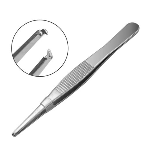 Professional straight surgical tweezers - stainless steel tissue/thumb forceps