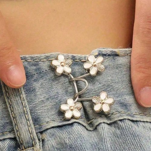 4 Cúc Hoa Cúc Trang Trí Đá Pha Lê Thắt Eo Quần Jean – Móc Điều Chỉnh Eo Có Thể Tháo Rời Không Cần May Cho Quần Jean, Váy và Quần Rộng