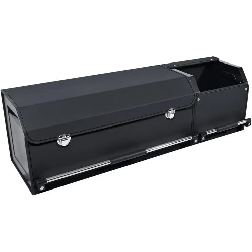 Kofferraum-Organizer aus Leder für SUV – mit Deckel und stabilem Griff, zusammenklappbar und verstellbar, Schwarz, 41 x 11.4 x 12.2 Zoll
