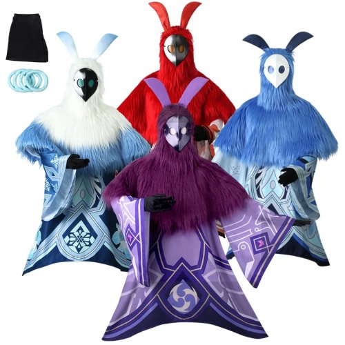 Costume Cosplay Genshin Impact Ensemble Complet - Éléments Eau, Feu, Glace, Electro, Mage de l'Abîme, Qiqi