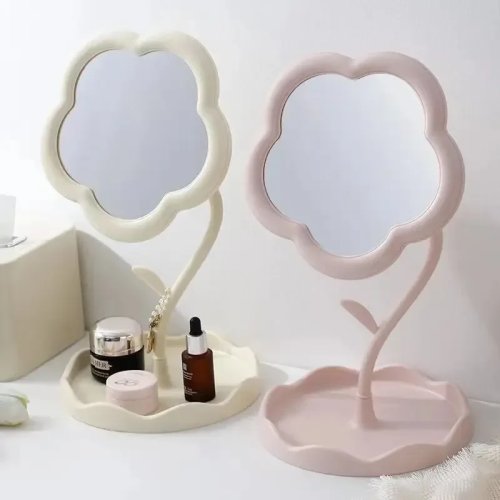 Creative Flower-Shaped Desktop Mirror - High Aesthetic Gao Yan Style Makeup Vanity for Bedroom Home Decor