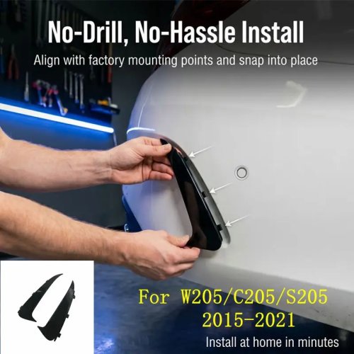 1 Par de coberturas canard laterais do para-choques traseiro em ABS para Mercedes-Benz Classe C W205 Berlina AMG-Line 2015-2021