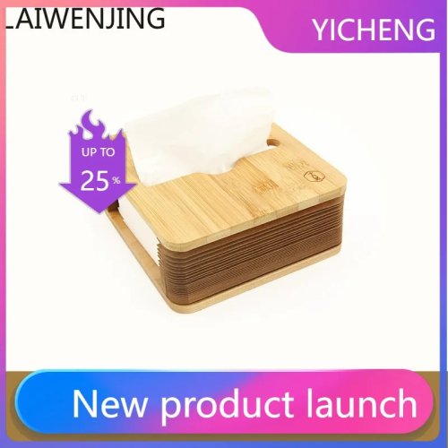 LYY faltbare Bambus-Taschentuchbox, Braun – klappbarer Taschentuchspender