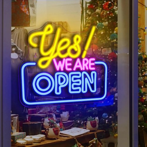 Enseigne néon LED "We Are Open" à fixer au mur – Signalétique lumineuse pour boutique, bar, fête, chambre