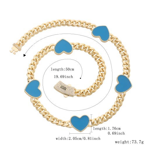 Set 2024: pulsera y collar 'Love' azul, baño de oro 14K sobre cobre, regalo aniversario, envío gratis