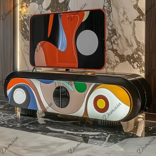Rak TV desain mewah ukuran M — Kustomisasi tersedia, lemari penyimpanan dekoratif untuk ruang tamu
