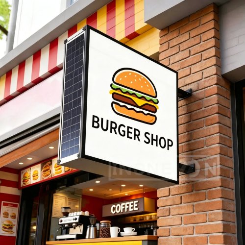 Caja luminosa LED solar personalizada, resistente al agua, impresión UV, ignífuga, letrero iluminado colgante lateral para cafetería al aire libre