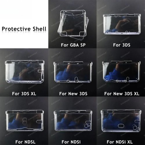 Cover Protettiva in Plastica Dura Cristallo Trasparente per GBA SP, NDSL, DSI, NDSi XL, 3DS XL, New 3DS XL LL