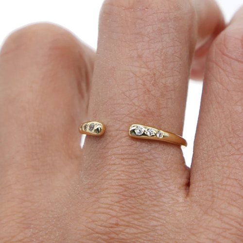 Anillo midi de nudillo abierto dorado ajustable, diseño minimalista