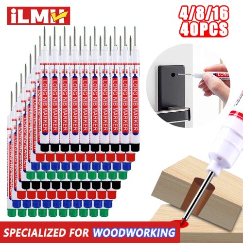 iLMH Marqueur à pointe longue pour trous profonds, imperméable, polyvalent pour métal, bois, salle de bain et décoration – 4-40 pièces