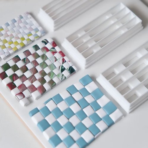 Polymeerklei snijders 3 maten dambordpatroon | Lattice streep mallen voor DIY oorbellen sieraden maken tools