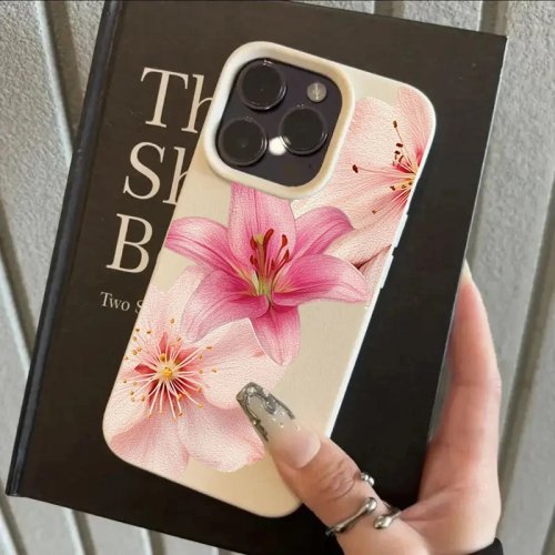 Funda para celular elegante con flor de lirio rosa para Samsung A57 A36 A26 A07 A55 A35 A16 A06 A54 A34 A25 A24 A15 A14 A05S A05 4G 5G