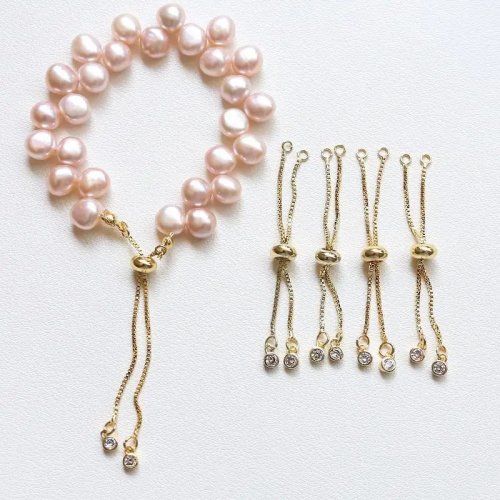 Cadena deslizante ajustable con cuentas de goma para hacer bisutería DIY - conectores, colgantes y pulseras