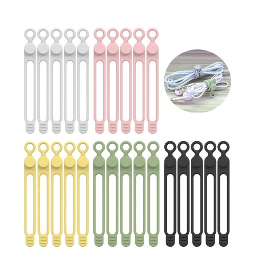 Siliconen kabelbinders, kabelorganizer, herbruikbare kabelbanden, reiskabelorganizer, schattige elastische kabelbinders