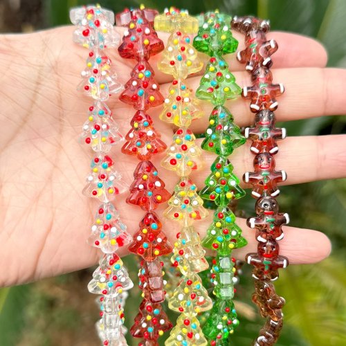 5 perles en verre colorées en forme de bonhomme en pain d'épice de Noël pour création de bijoux DIY, bracelets et colliers