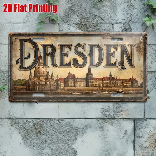 Letrero de metal vintage decoración de pared - Mapa de ciudad histórica, aluminio, 12x6 pulgadas