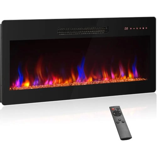 36 inch Lò sưởi điện, 1400 W Âm tường và treo tường, điều khiển từ xa, màu ngọn lửa điều chỉnh được