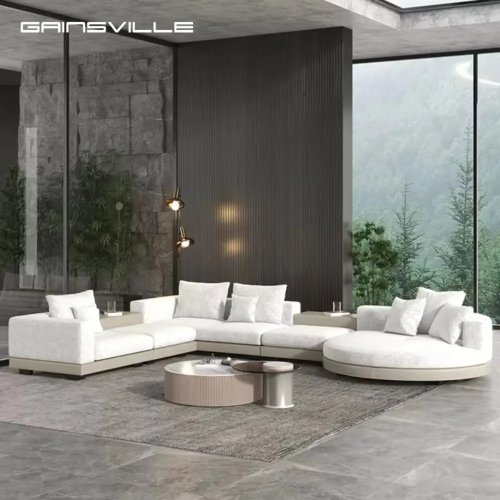 Sofá secção em L de luxo moderno italiano, com função reclinável, confortável para a sala, em linho ou veludo
