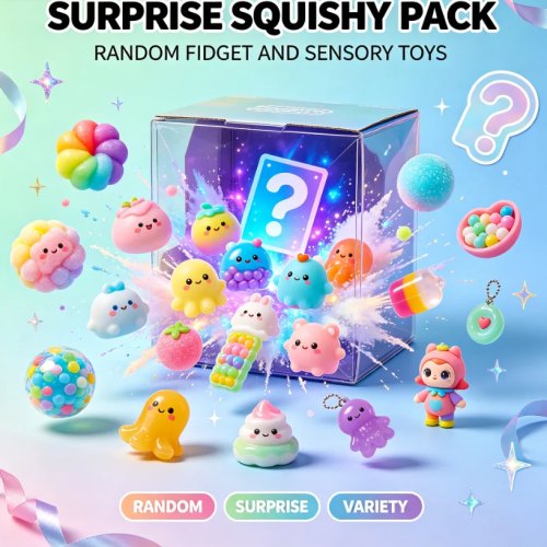 Variety Squishy Mystery Box, Assorted Cute Fidget Items Random Surprise Package for Daily Relaxation