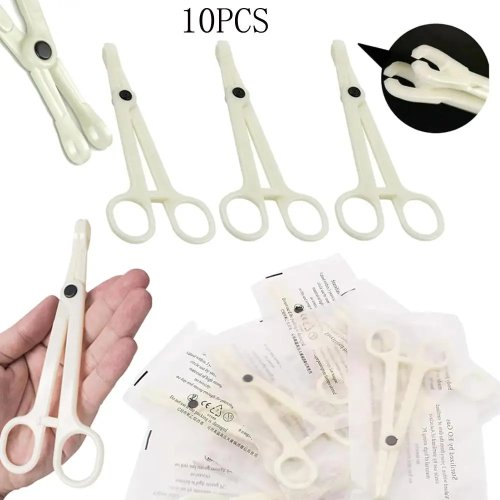 10 ชิ้น ที่หนีบเจาะแบบใช้แล้วทิ้ง คีมกลม สำหรับหู จมูก ผนังกั้นช่องจมูก สะดือ ลิ้น