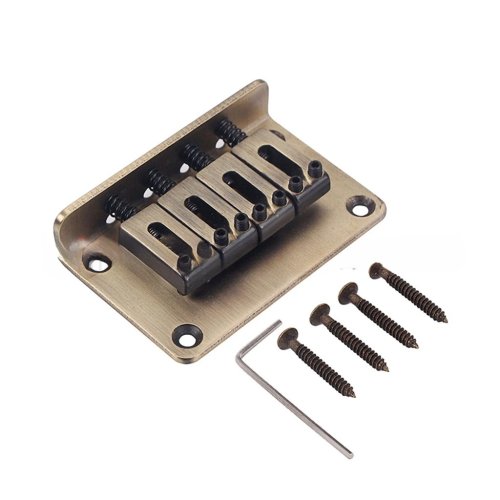 4-Saiter Hardtail Bridge, Antik Bronze, verstellbarer Sattel, für Cigar Box Gitarre, handgefertigt