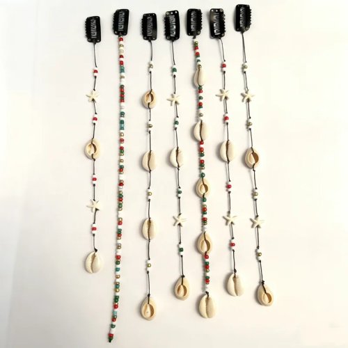 Clip per capelli a conchiglia per spiaggia estiva, accessori per capelli boho con filo cerato intrecciato e nappe